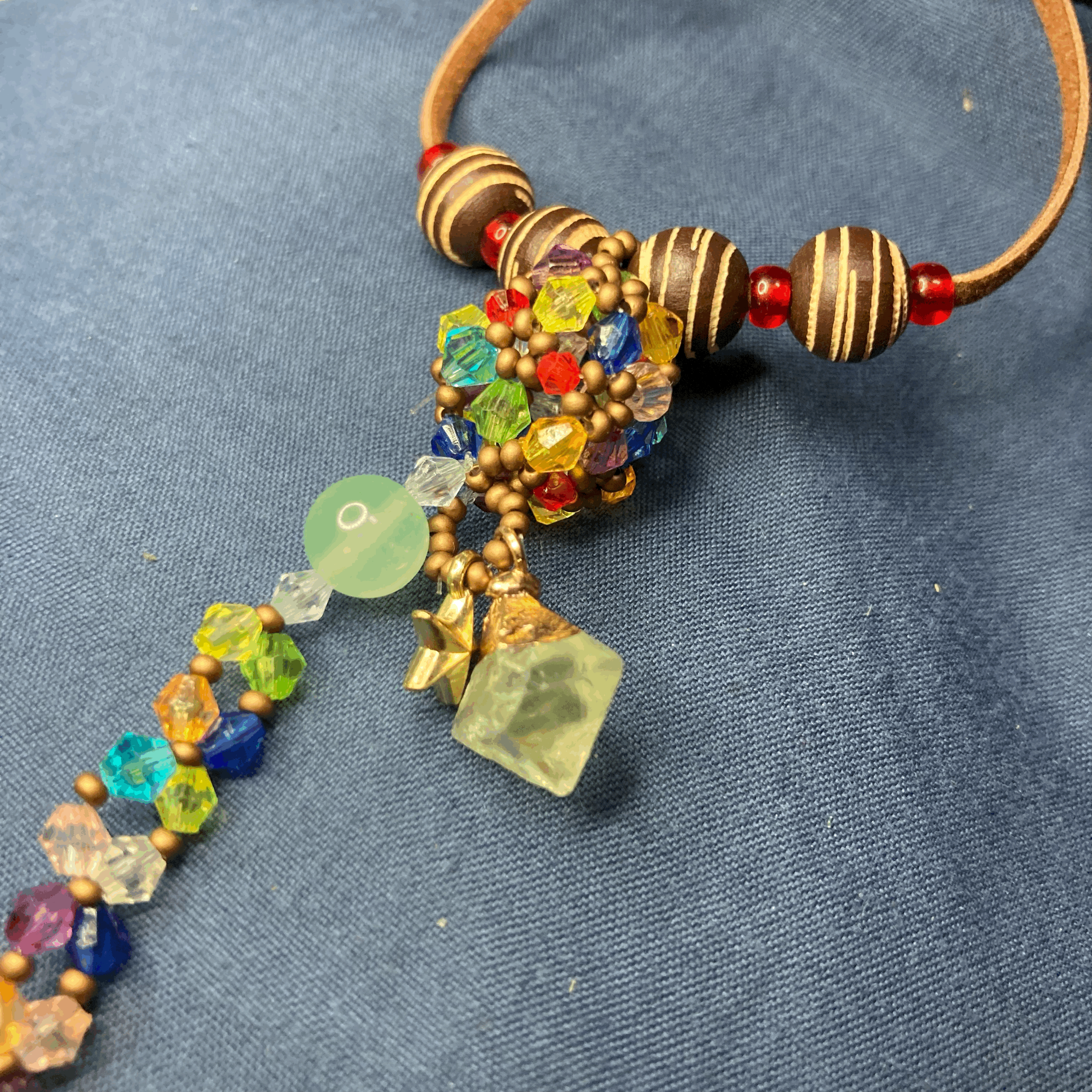 願いの星・ぼんぼり・ビーズドーム・エメラルド・天然石・ペンダントトップ