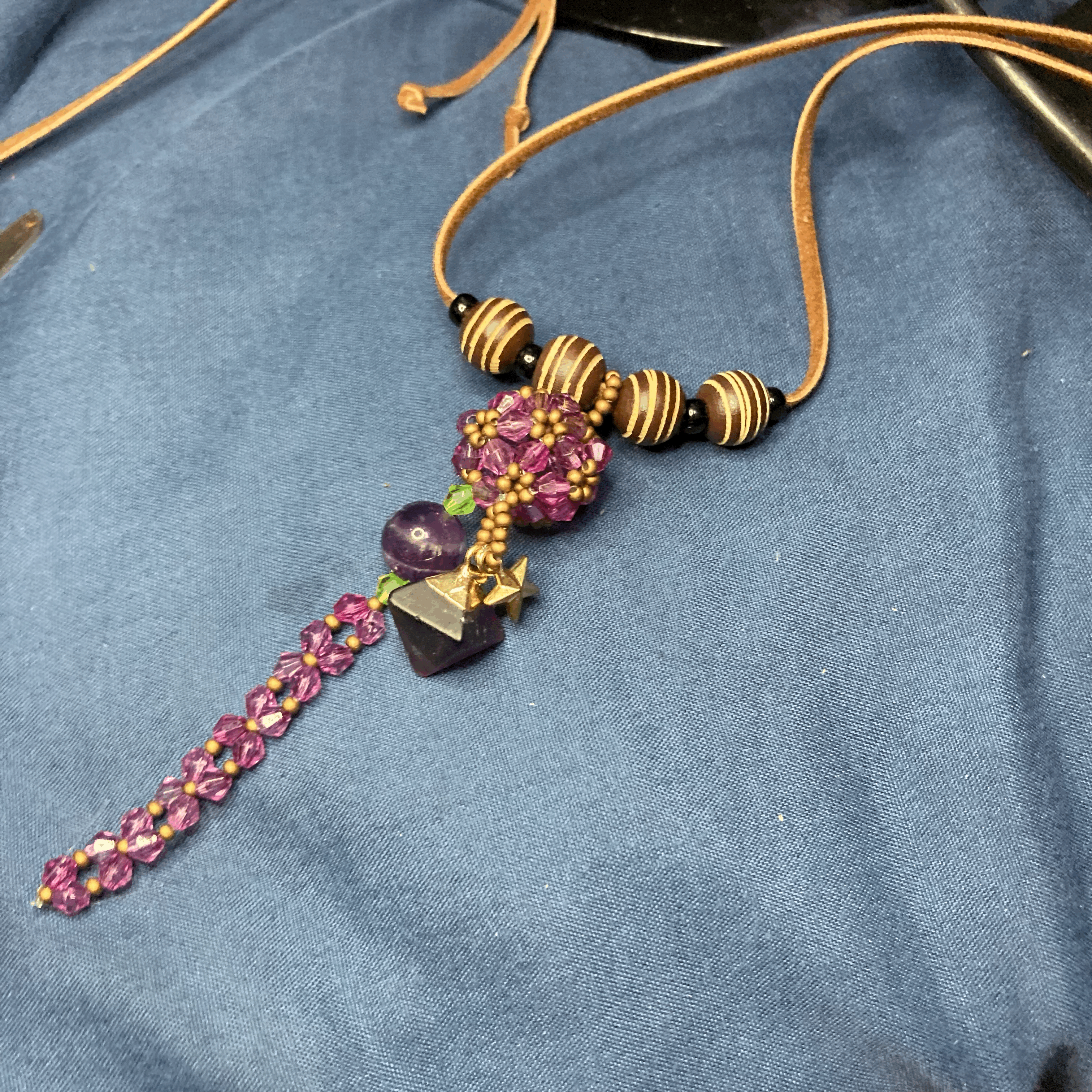 願いの星・ぼんぼり・ビーズドーム・アメジスト・天然石・ペンダント