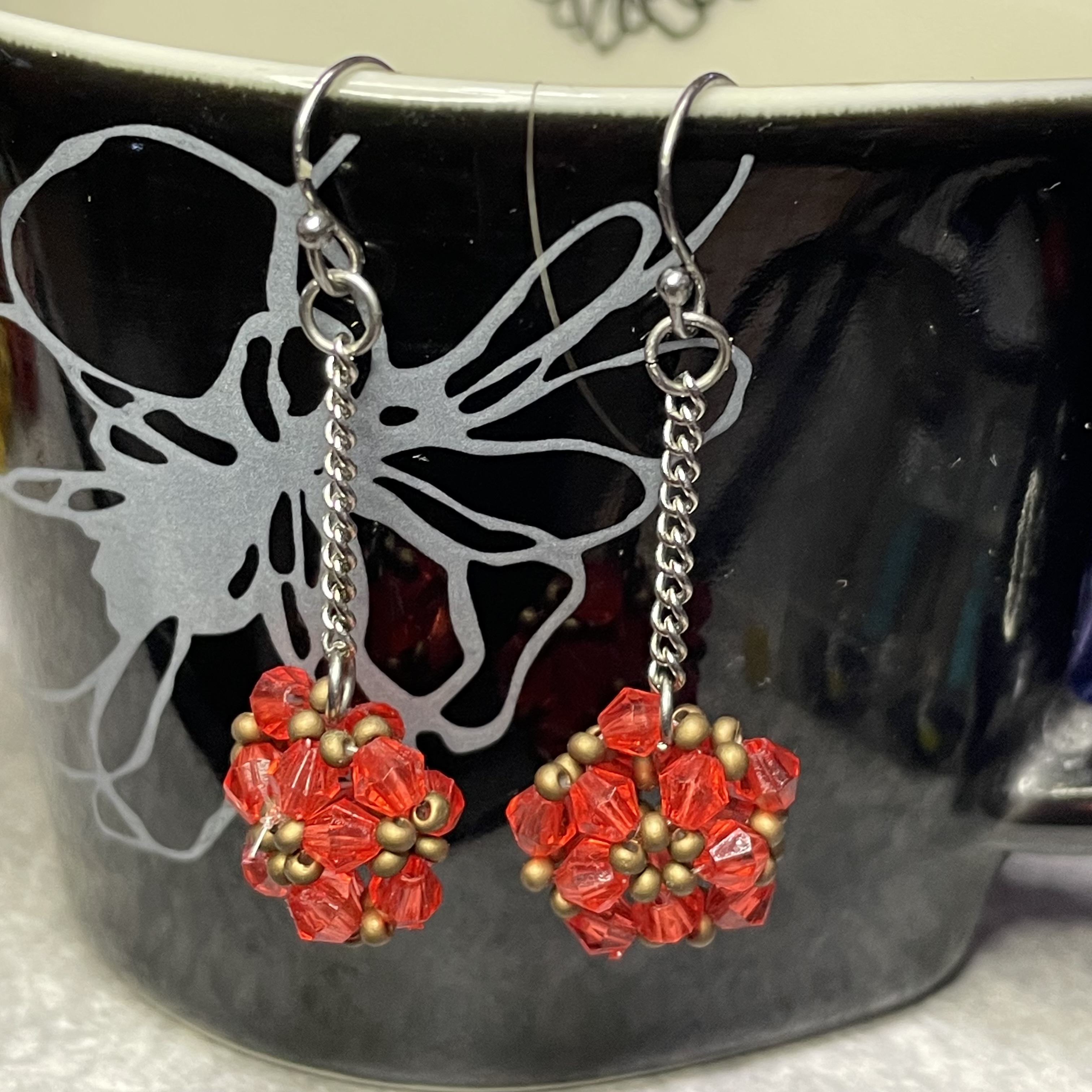 願いの星・ビーズ・ペア・ピアス・耳飾り・ステンレス金具