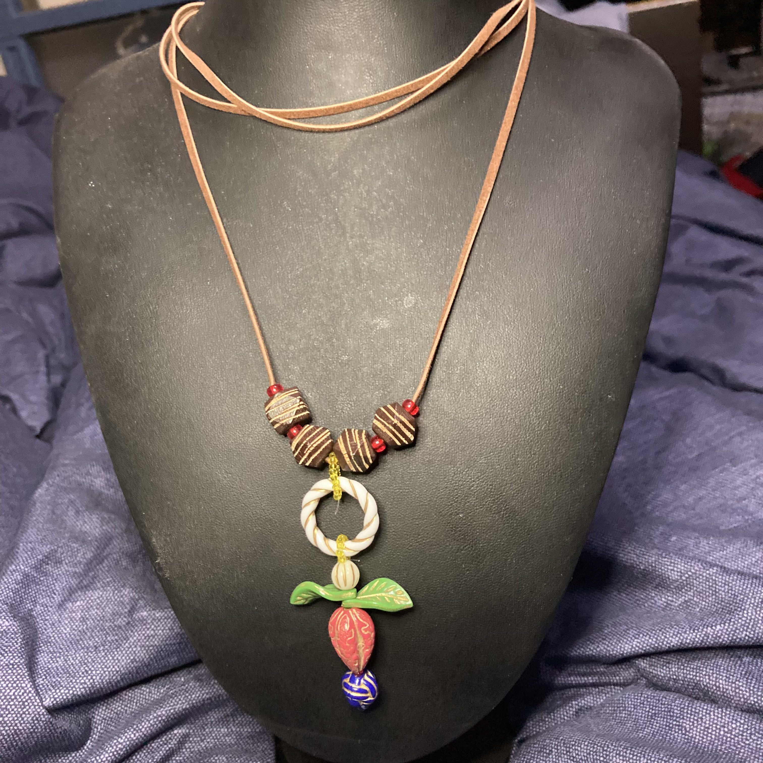 願い・ゼブラ・角・革紐付き